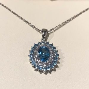 Blue & White Diamond Pendant with chain